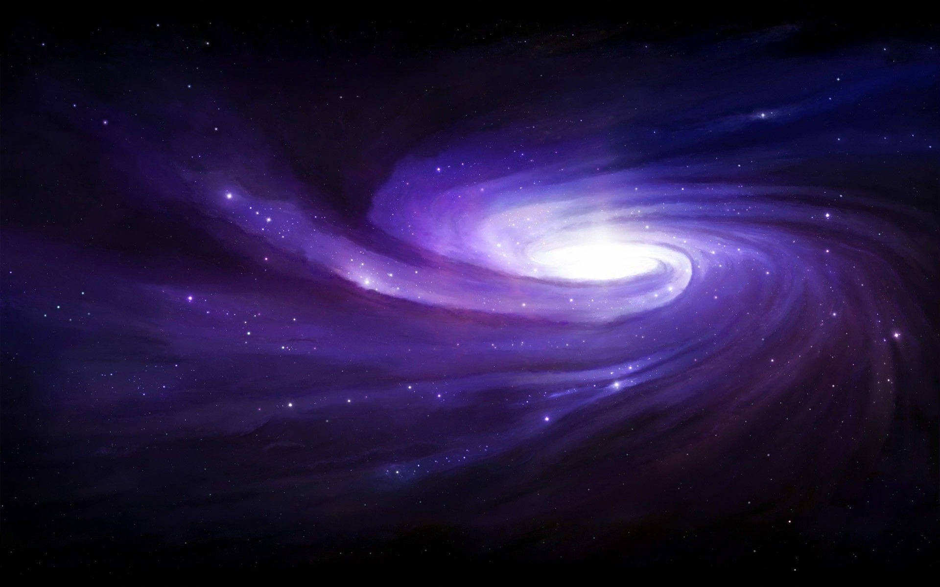 A spiral of colors adorn this stunning purple galaxy. Wallpaper