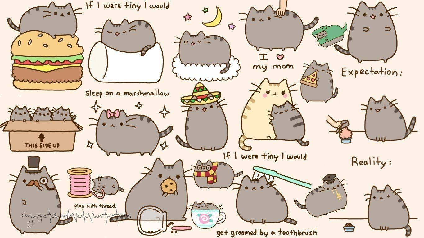 Pusheen the Cat Stickers Show The Fun Side of the Internet's Favorite Feline Wallpaper