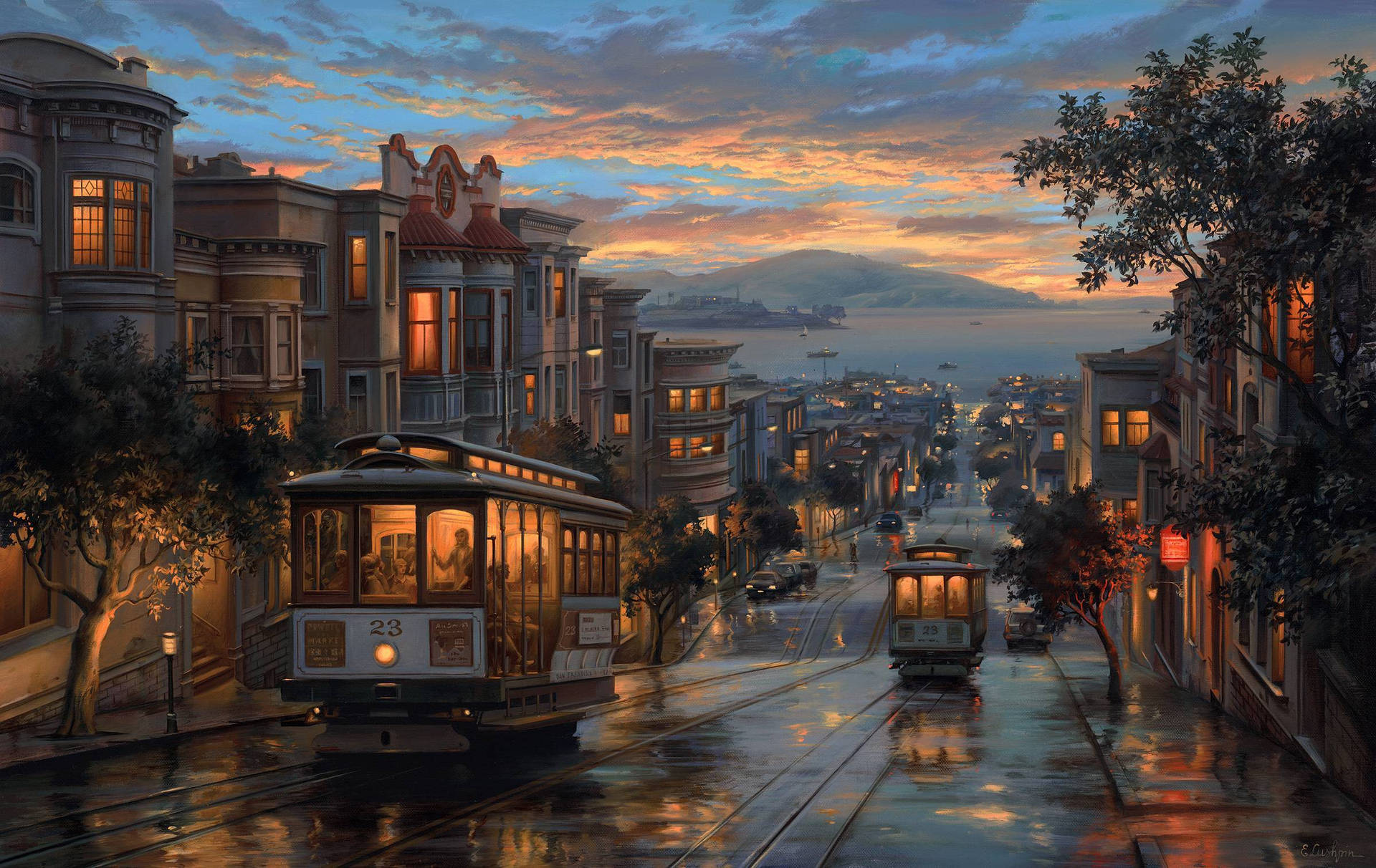 Railway During Sunset San Francisco Photography Wallpaper