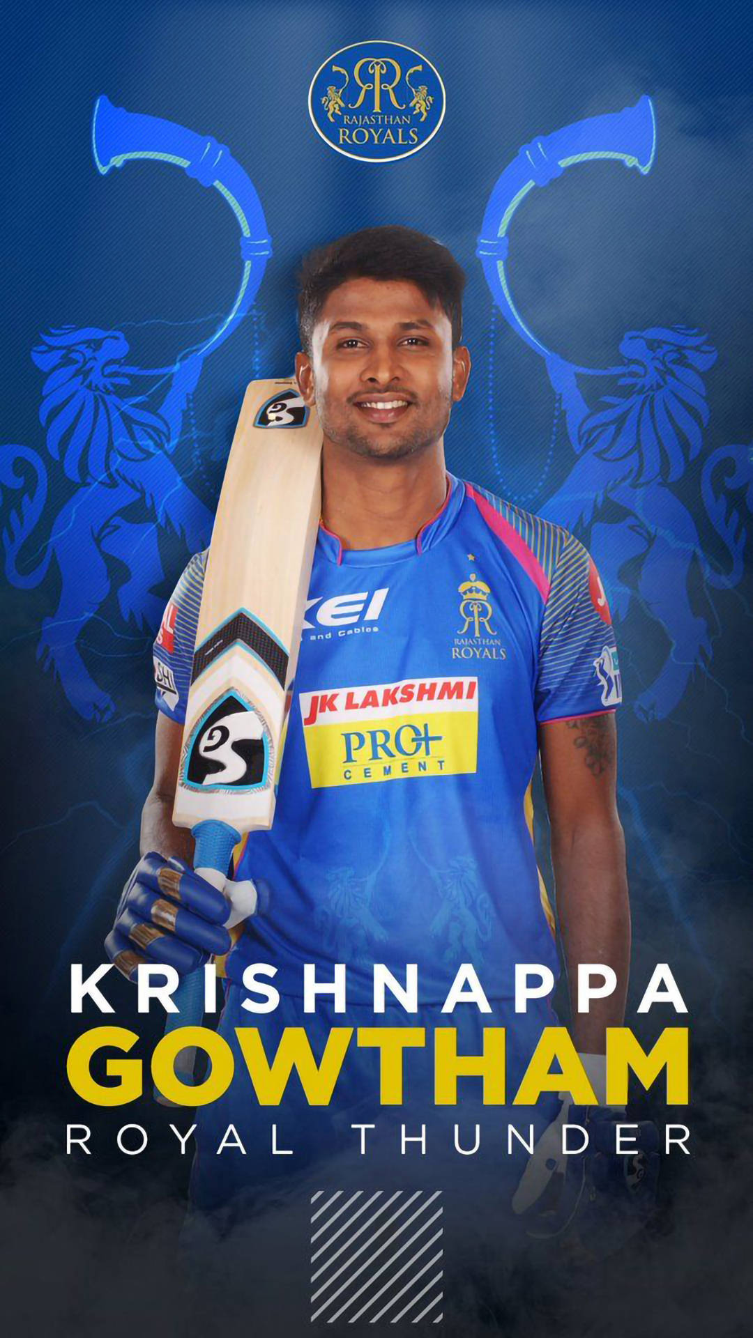 Krishnappa Gowtham in Action for Rajasthan Royals Wallpaper