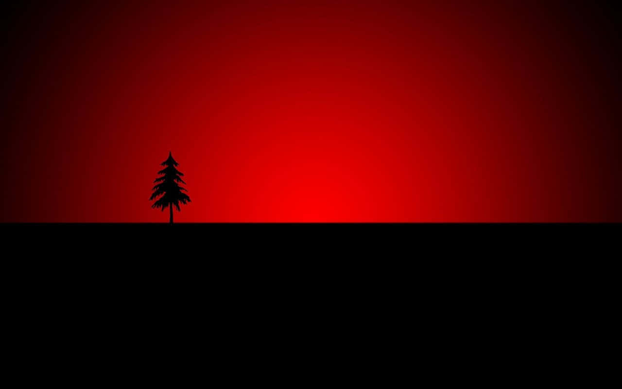 Red Black Background Landscape Tree