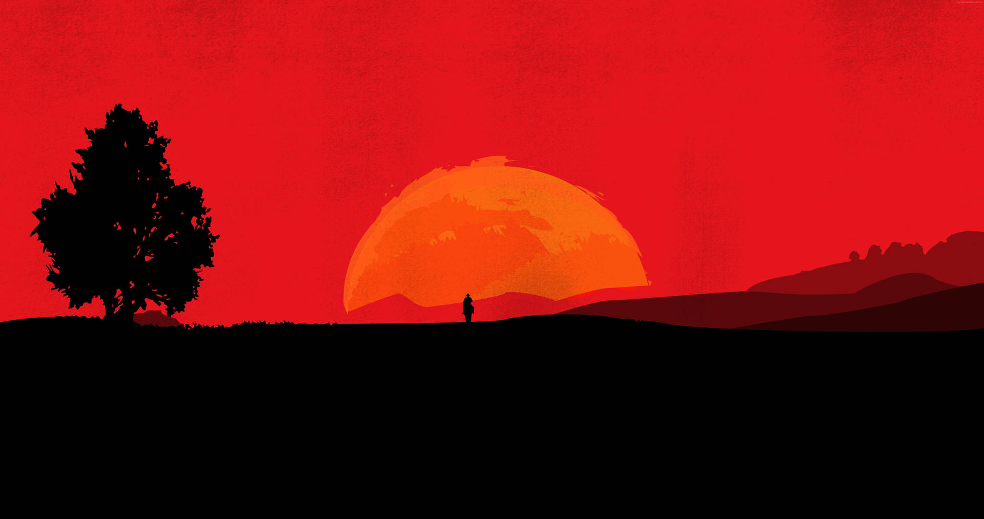 Red Dead Redemption 2 4K Big Red Sun Wallpaper