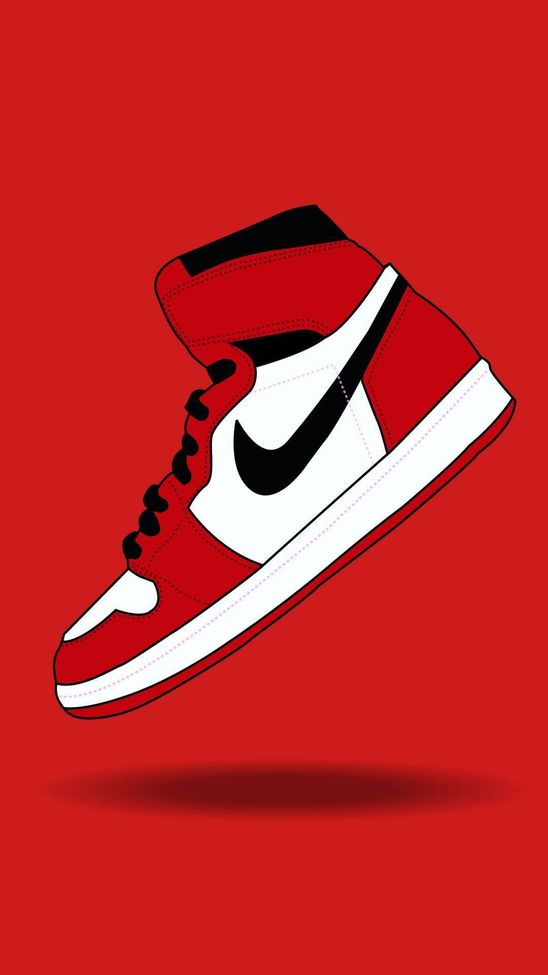 Red High Cartoon Nike Shoes Wallpaper
