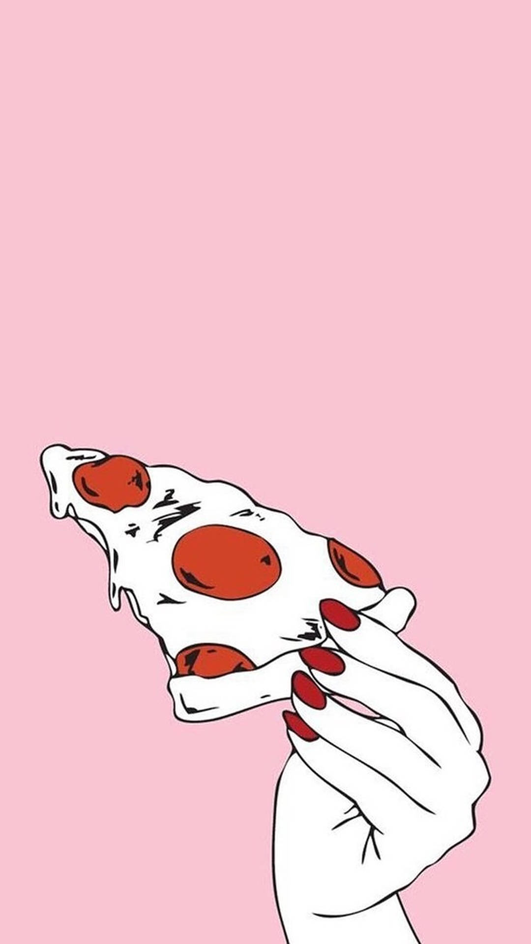 Red Nails Pizza Digital Art Wallpaper