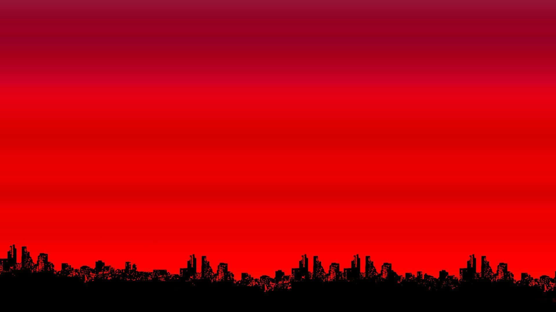 A beautiful red shimmering sunset across the horizon.