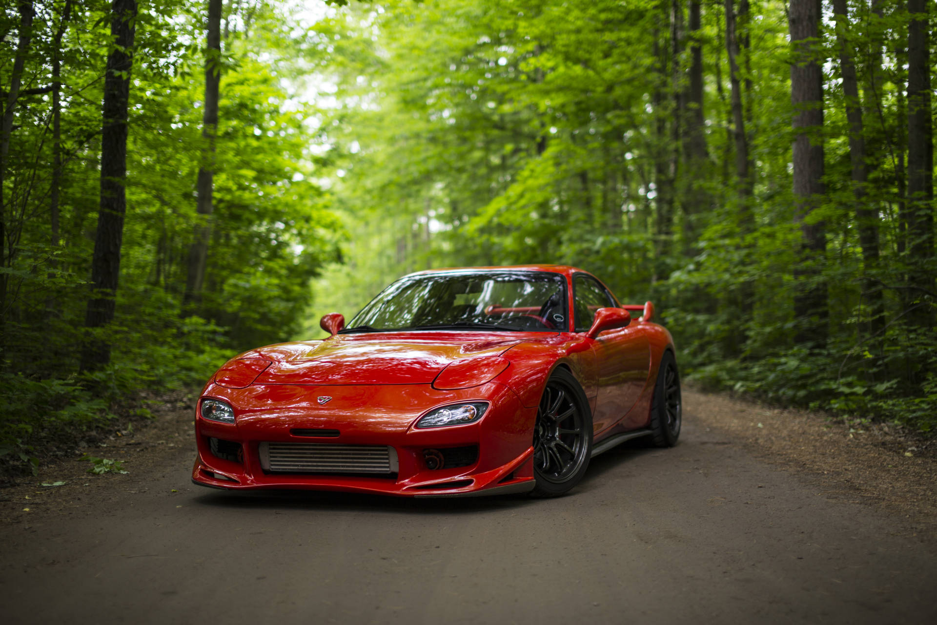 Red Rx7 In The Woods Wallpaper