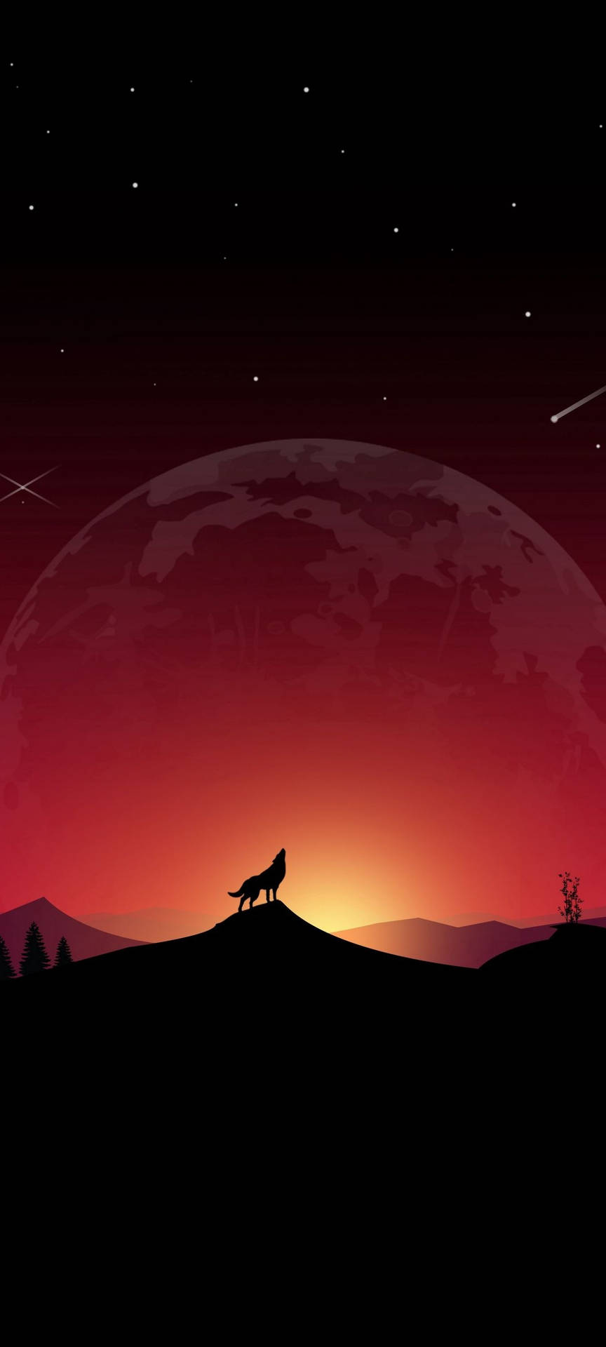 Redmi Note 10 Howling Wolf Silhouette Wallpaper
