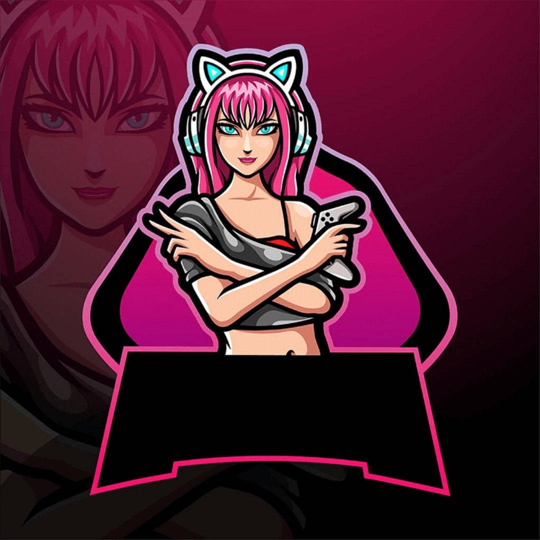 Relaxed Girl Gamer Logo Wallpaper