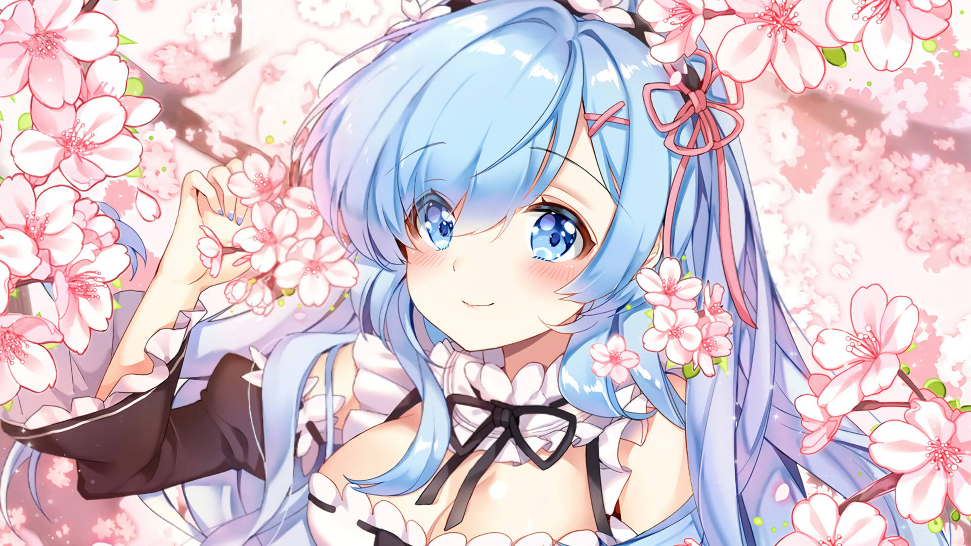 Rem With Cherry Blossom Wallpaper