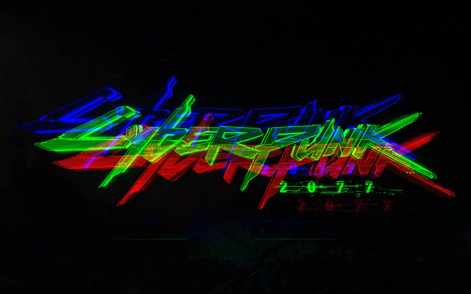 Spiky and vibrant, the RGB logo for Cyberpunk 2077 Wallpaper