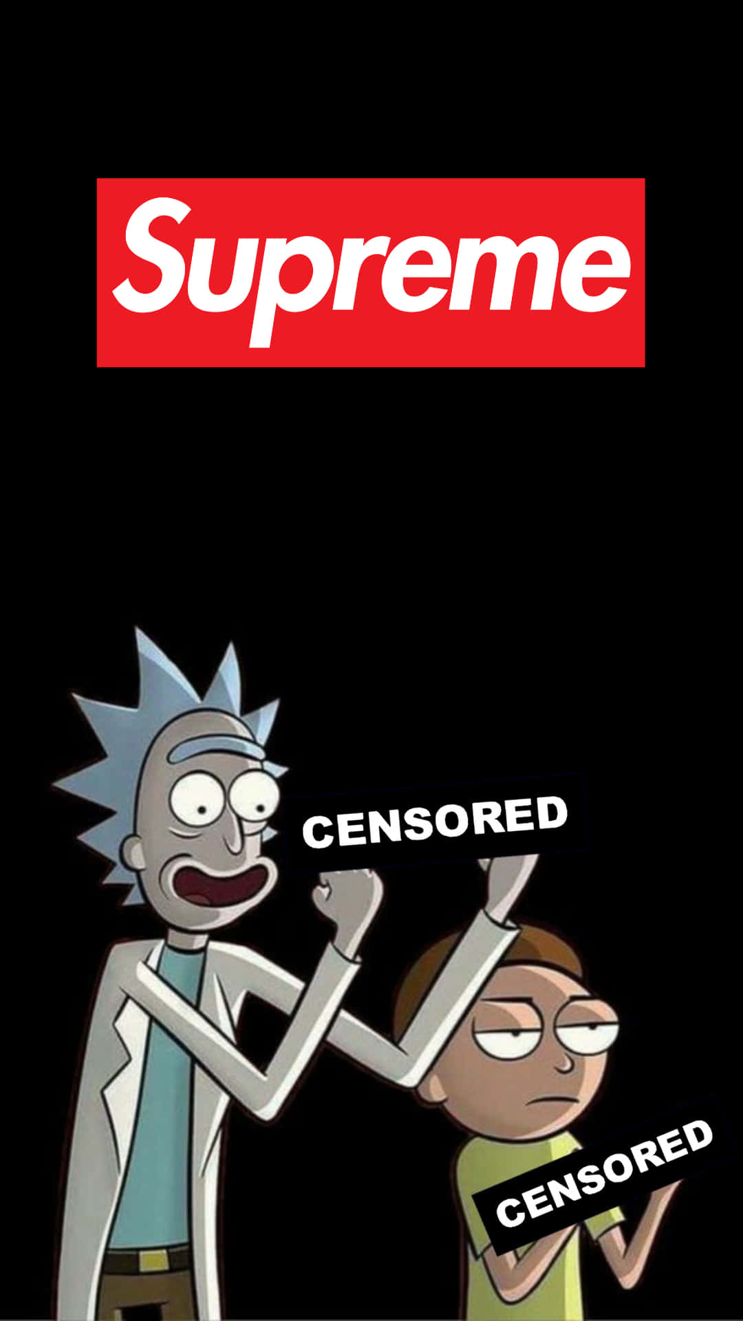 Rick And Morty Supreme Censored Wallpaper