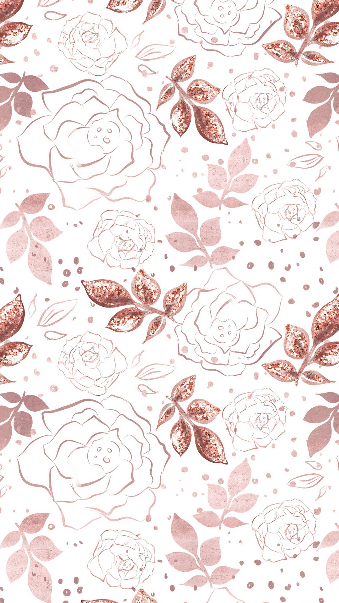 Rose Gold iPad Outline Roses And Leaves Wallpaper