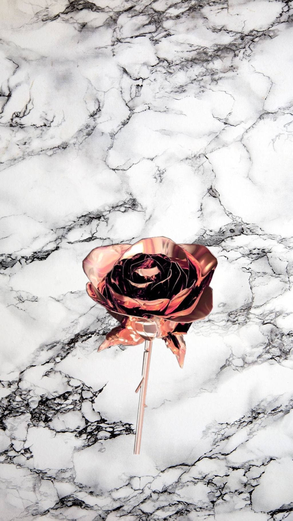 Rose Gold Rose Black White Marble iPhone Wallpaper