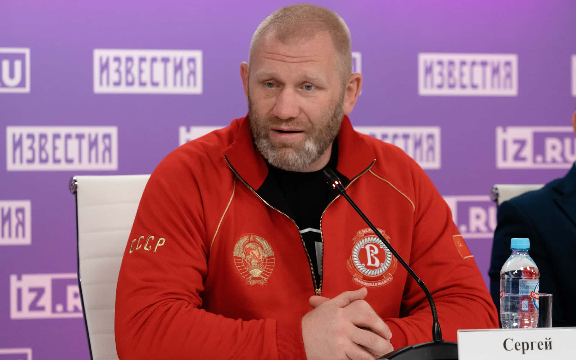 Sergei Kharitonov, Renowned Russian MMA Fighter, Attending a Press Conference Wallpaper