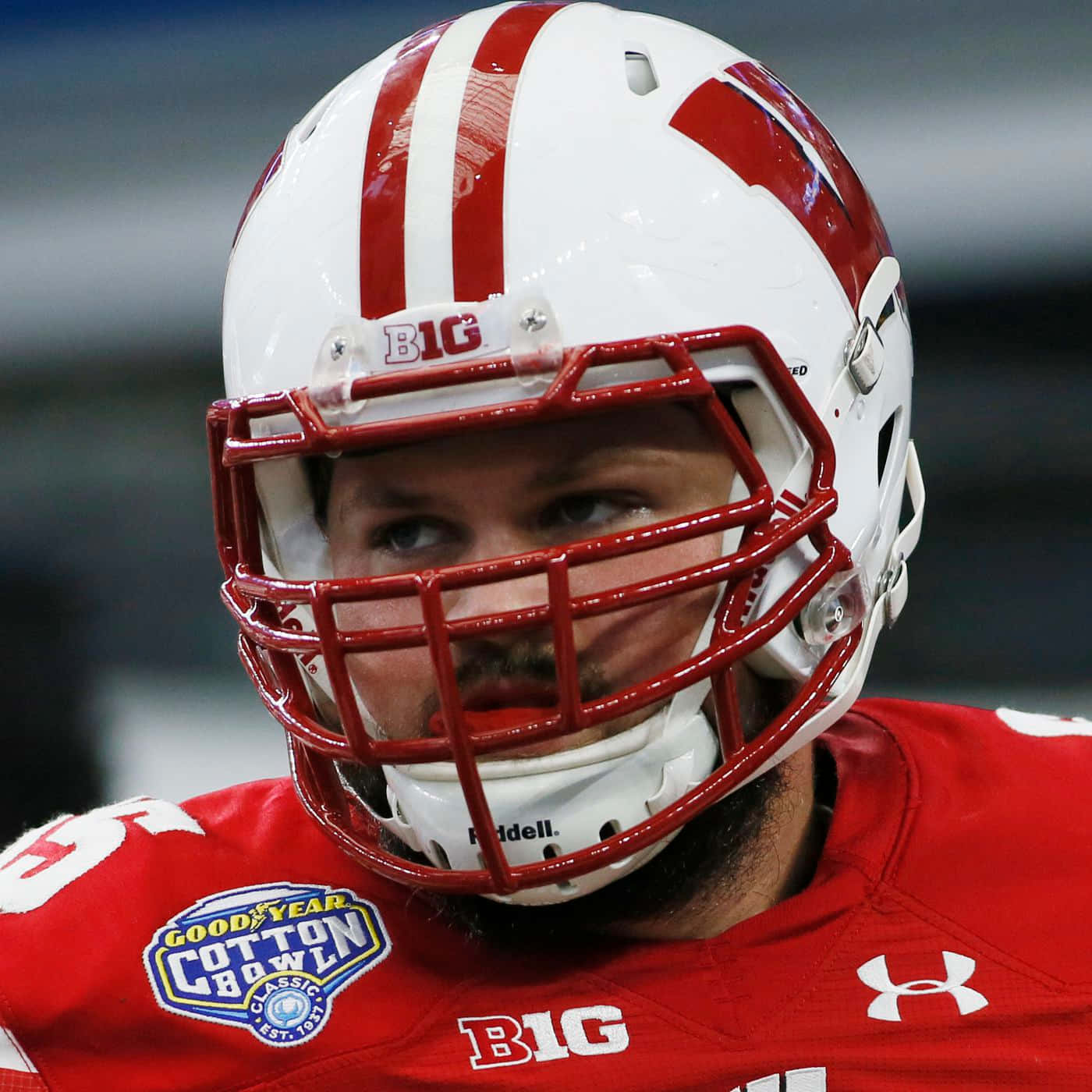 NFL Player Ryan Ramczyk in Wisconsin Badgers Jersey Wallpaper