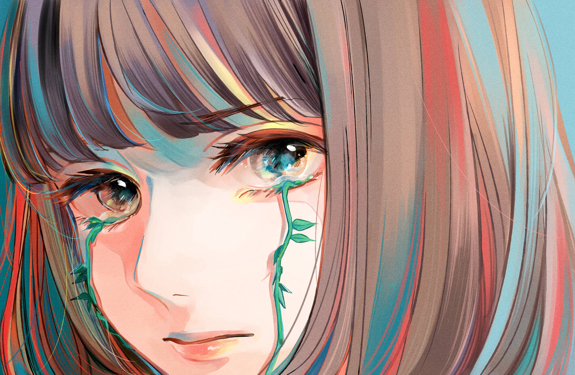 Sad Aesthetic Anime Girl Crying Vines Wallpaper