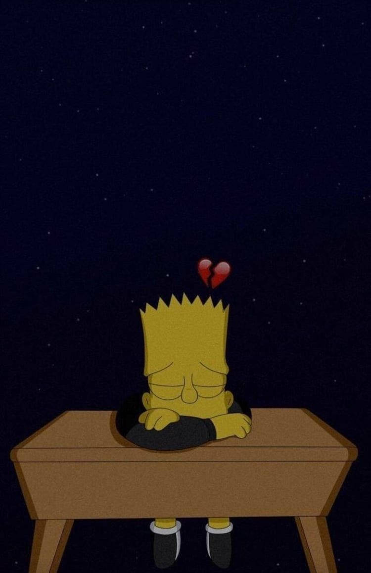 Sad Simpsons Bart Broken Heart Table Wallpaper