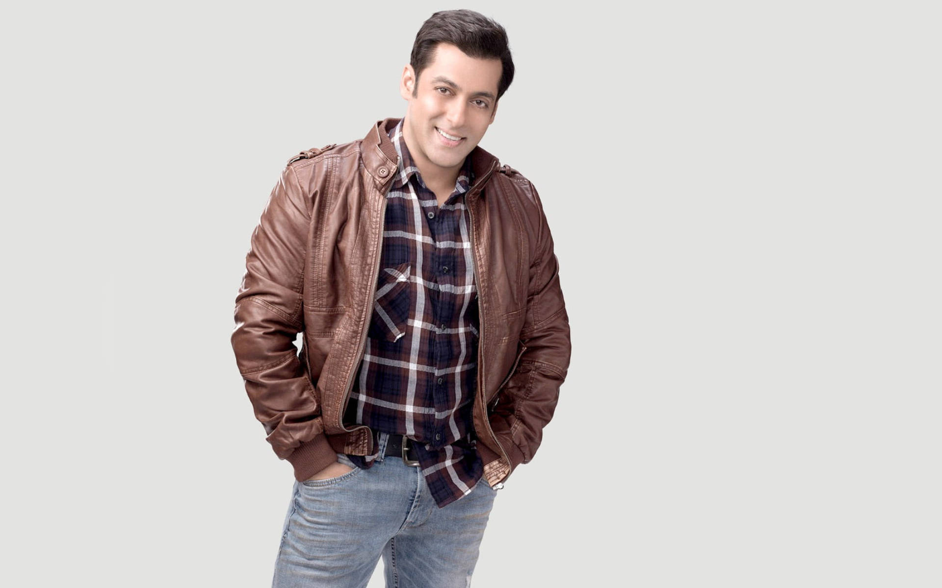 Salman Khan In Leather Jacket Wallpaper