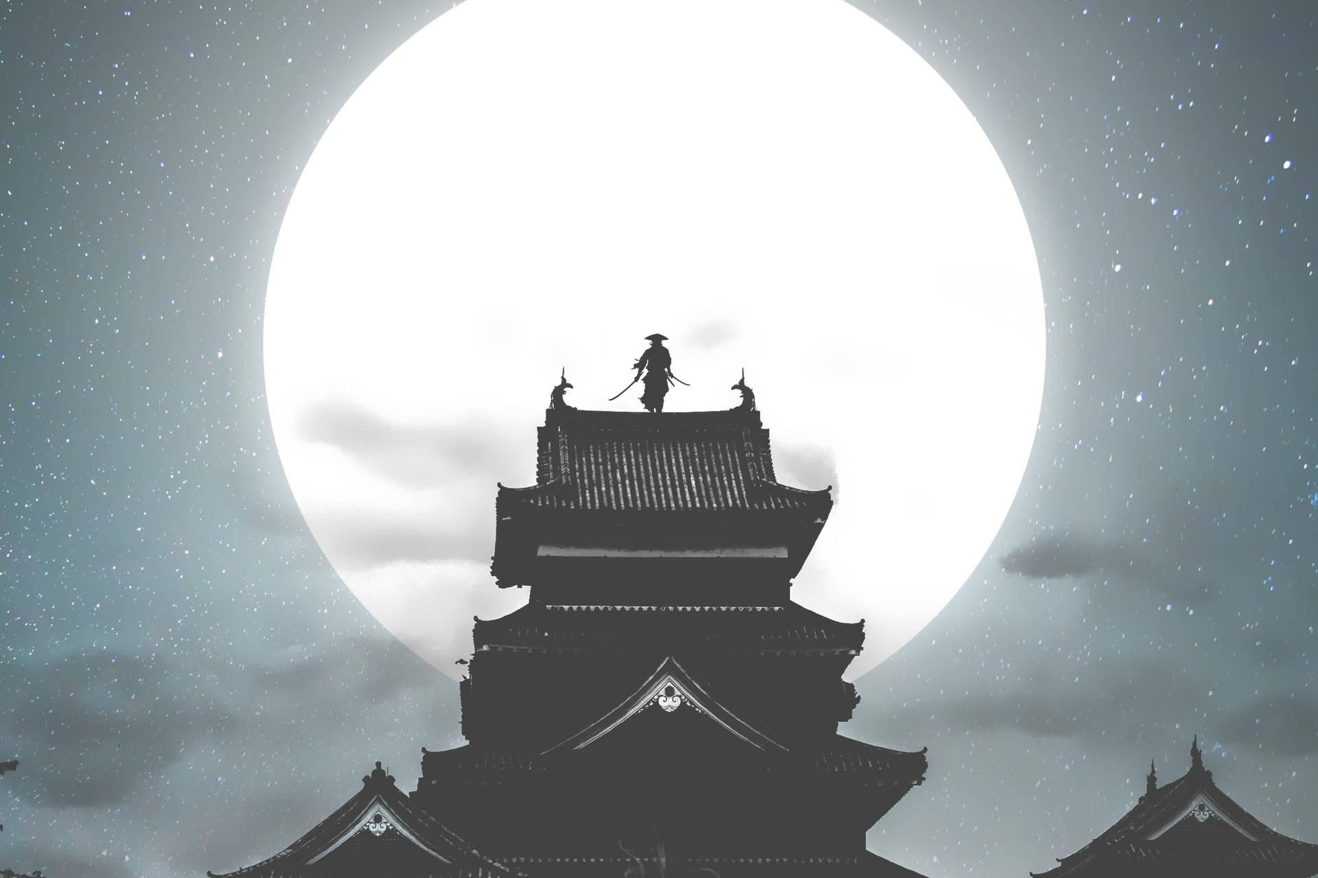 "A Warrior Under The Moonlight" Wallpaper