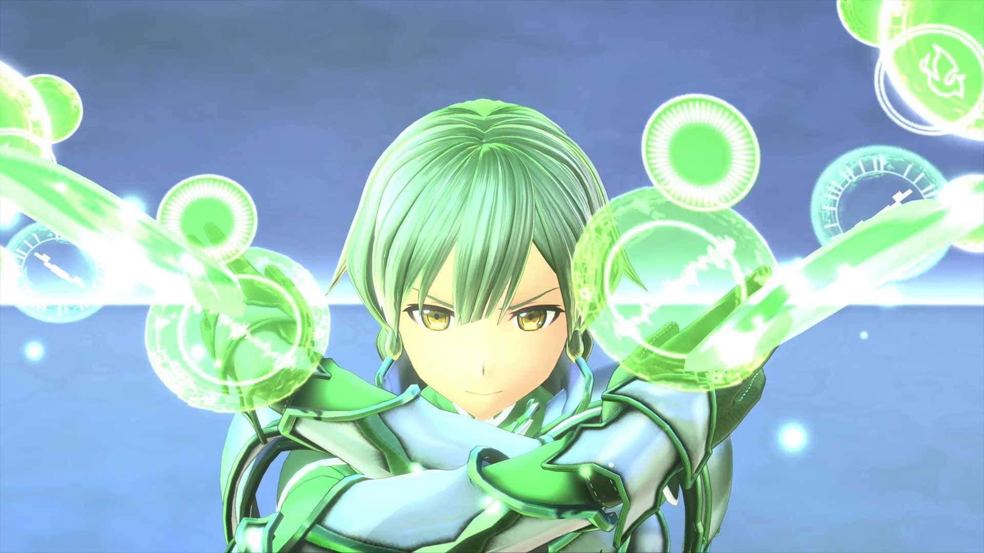 A Green Anime Character Holding A Green Sword