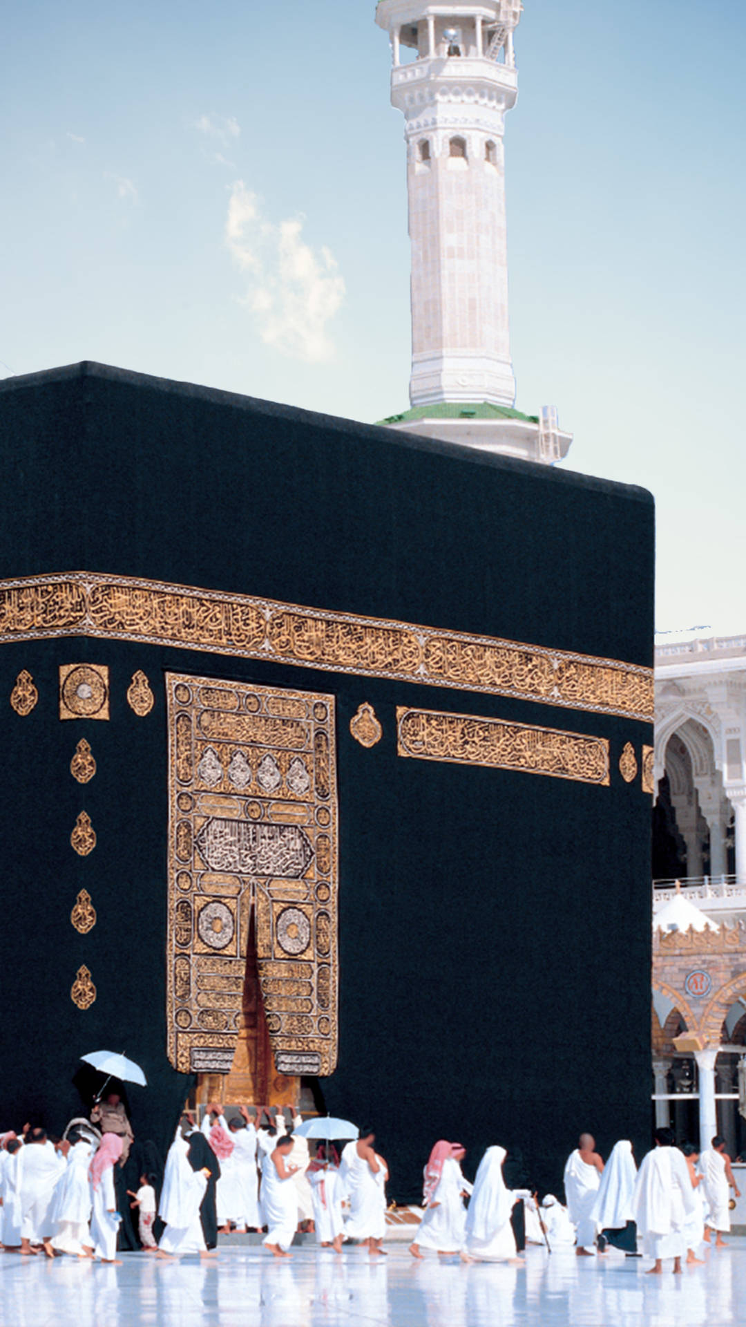 Majestic Kaaba Under Beautiful Sky Wallpaper