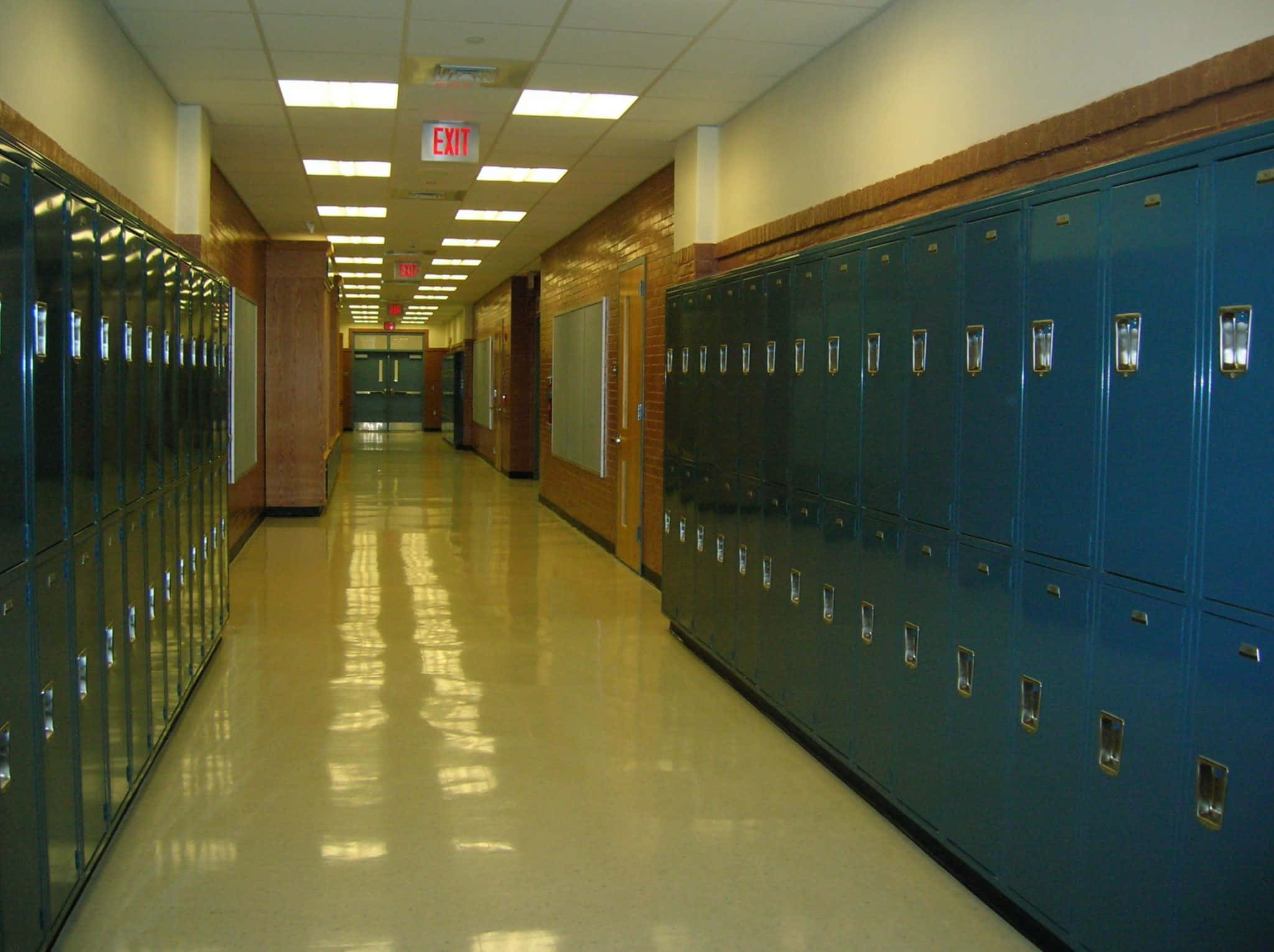 A Long Hallway With Lockers