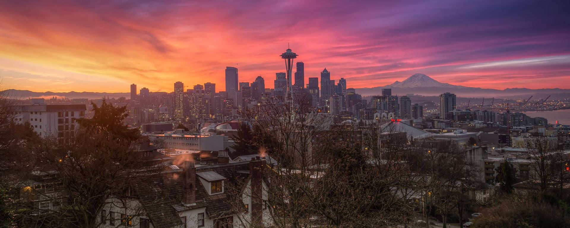 Seattle City During Sunset Wallpaper