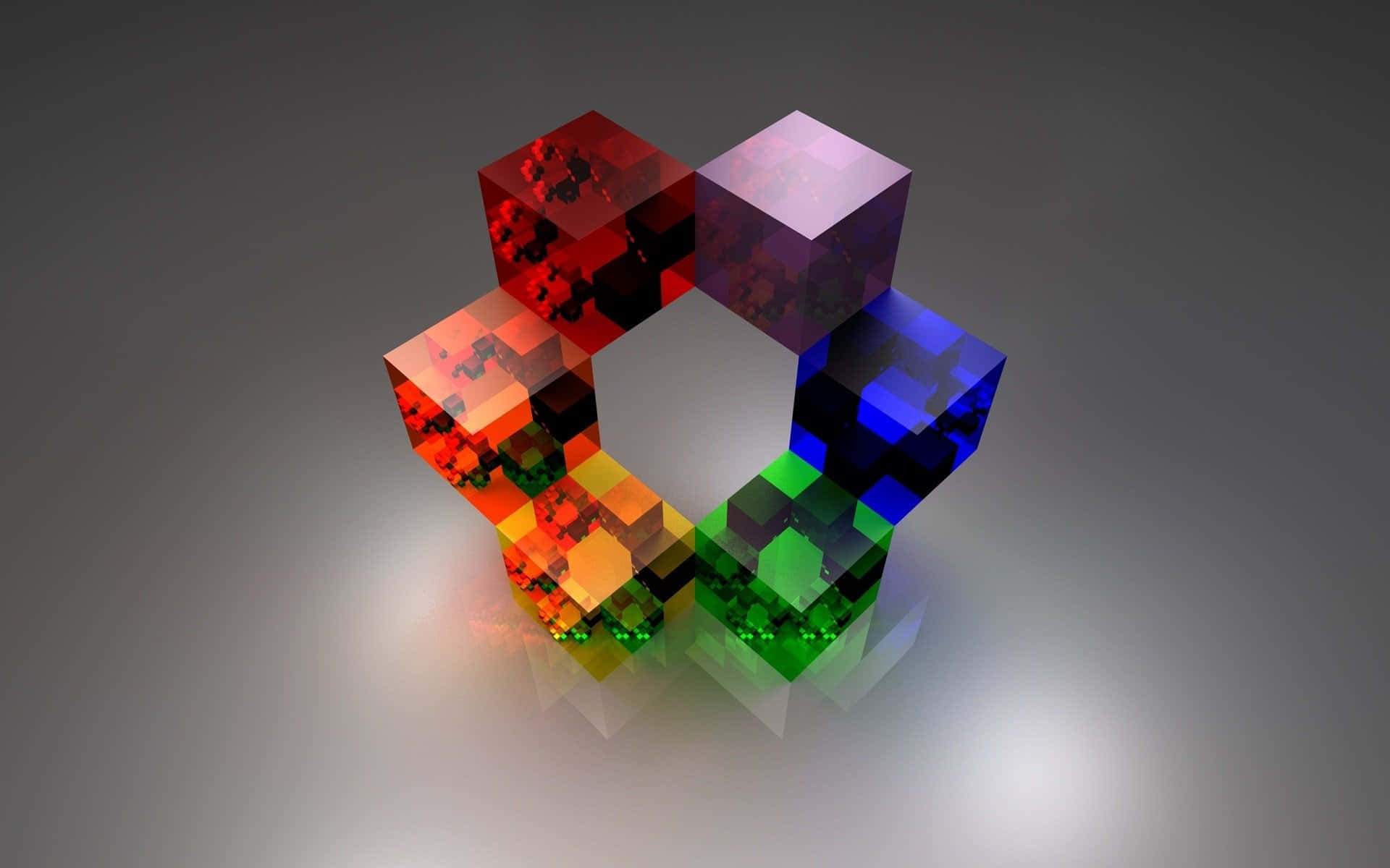 A Colorful Set Of Cubes On A Gray Background