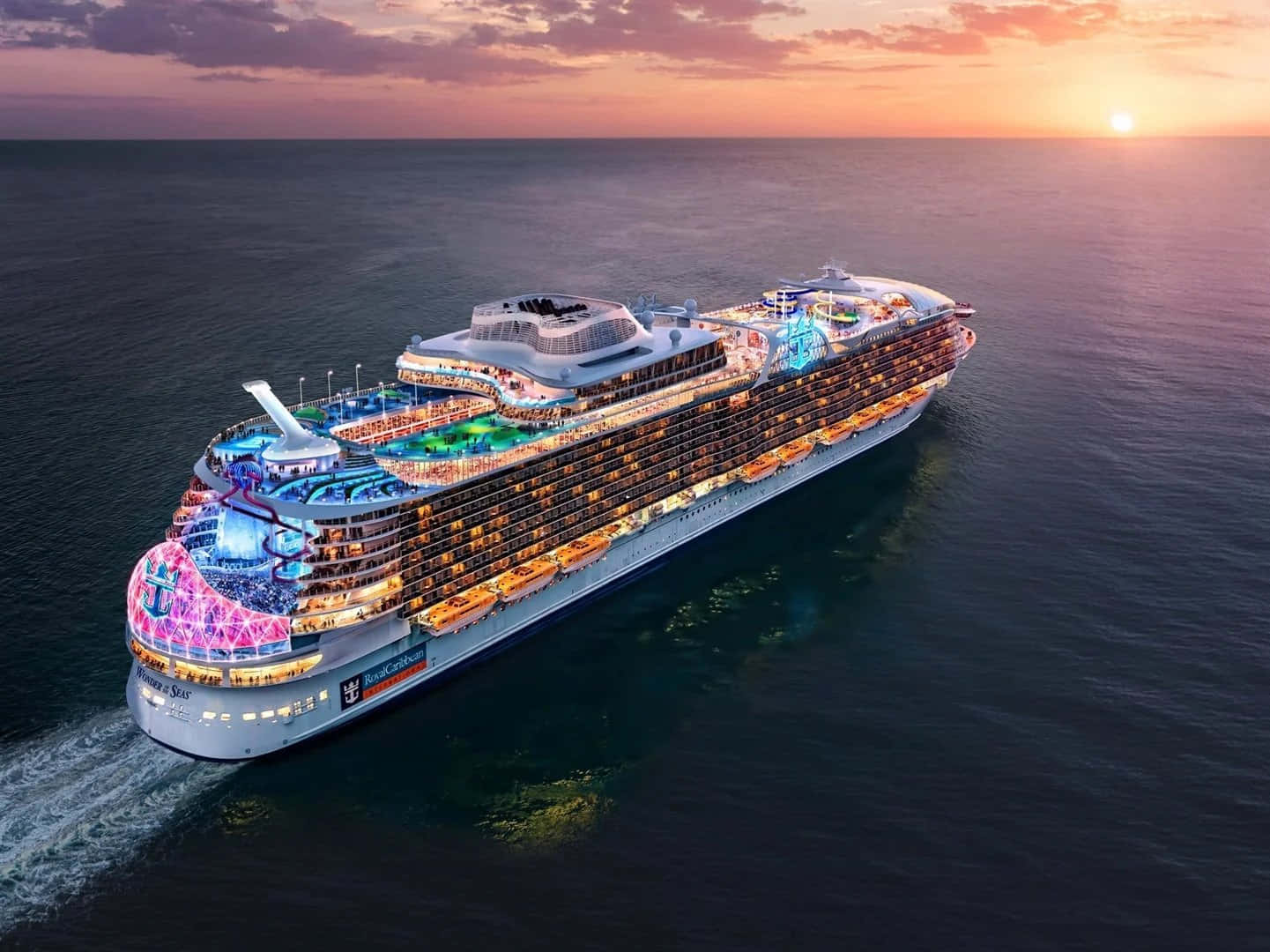 A majestic cruise ship sails the blue seas