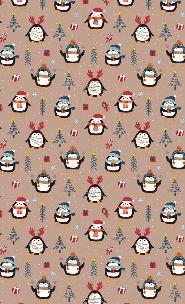 "Festive Penguins Celebrating a Simple Christmas" Wallpaper