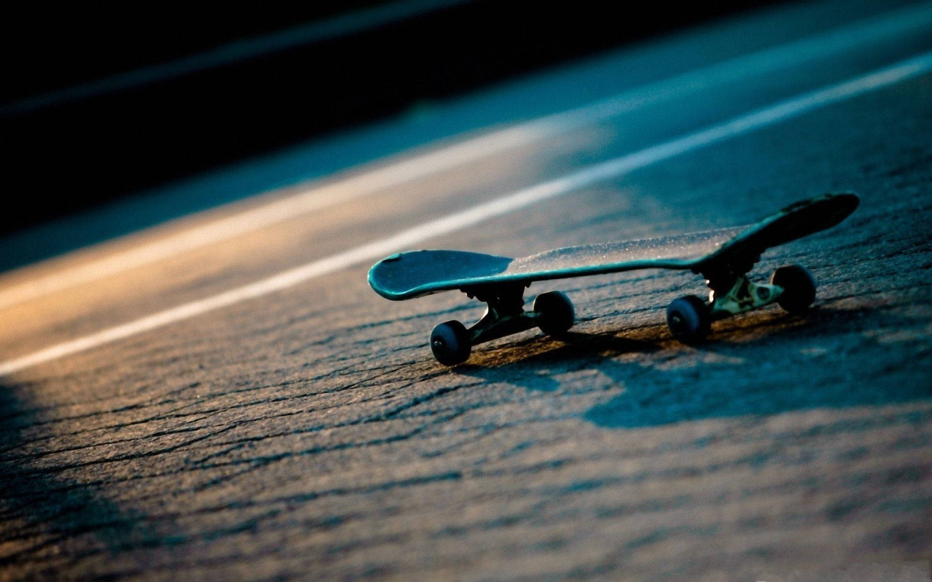 Simple Skateboard On The Road Skater Aesthetic Wallpaper
