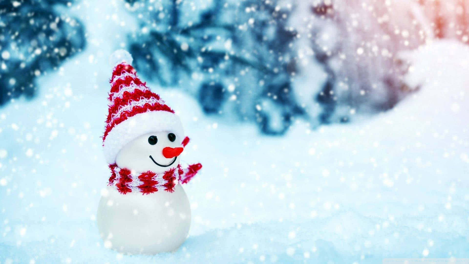 A snowman on a crisp winter day