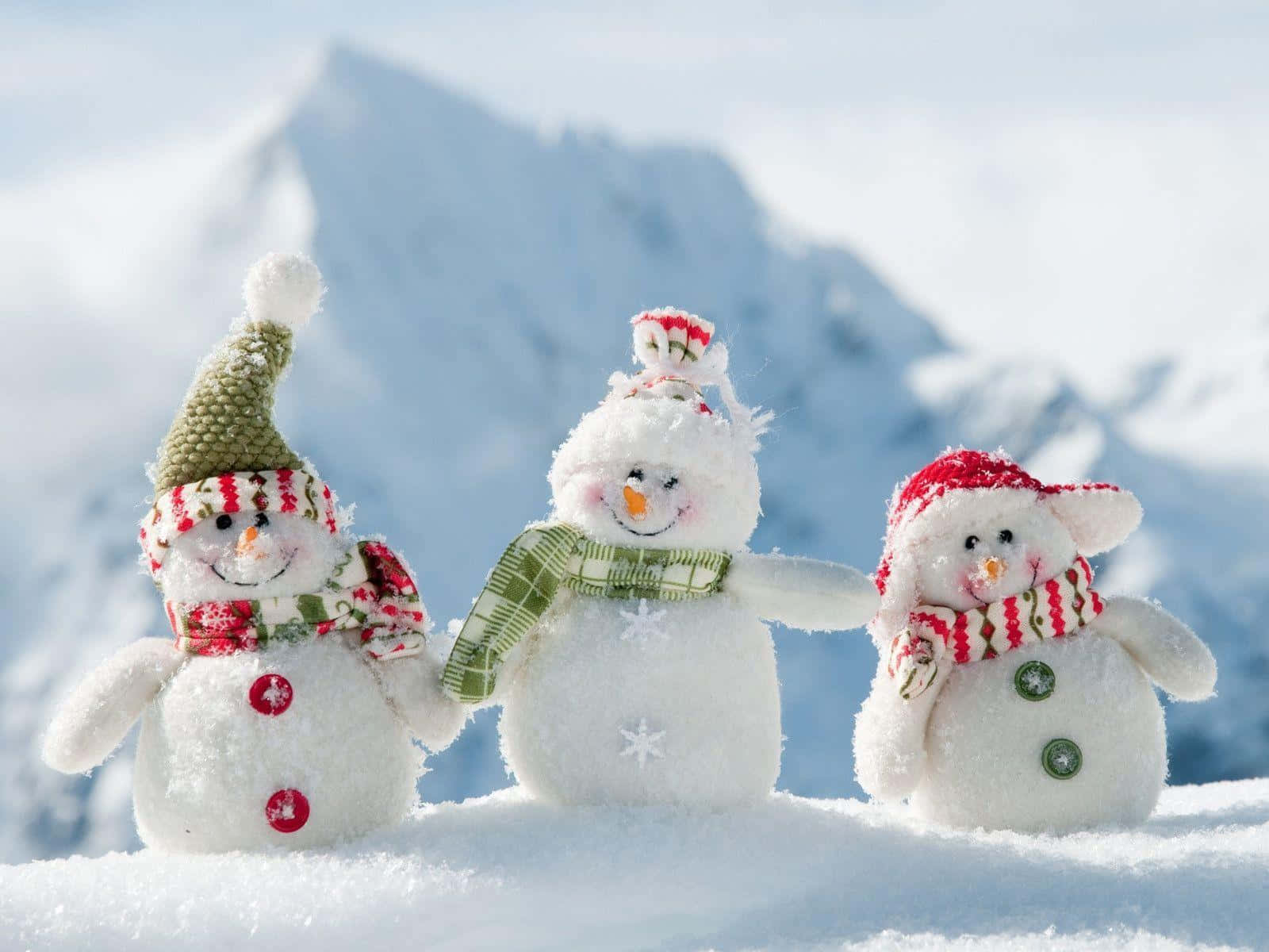A Snowy Winter Scene with a Festive Snowman