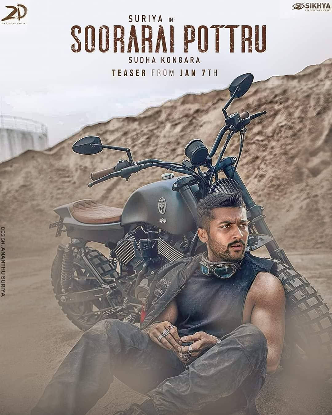 Soorarai Pottru Suriya On Motorcycle Wallpaper