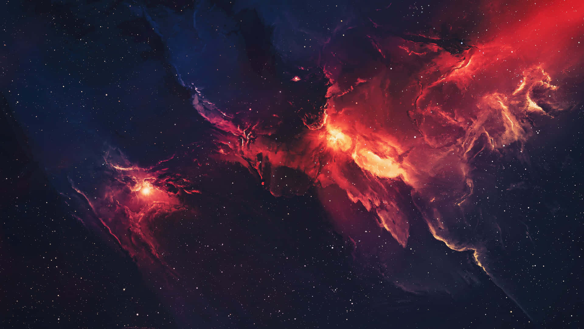 Red Nebula In Space Stars Background