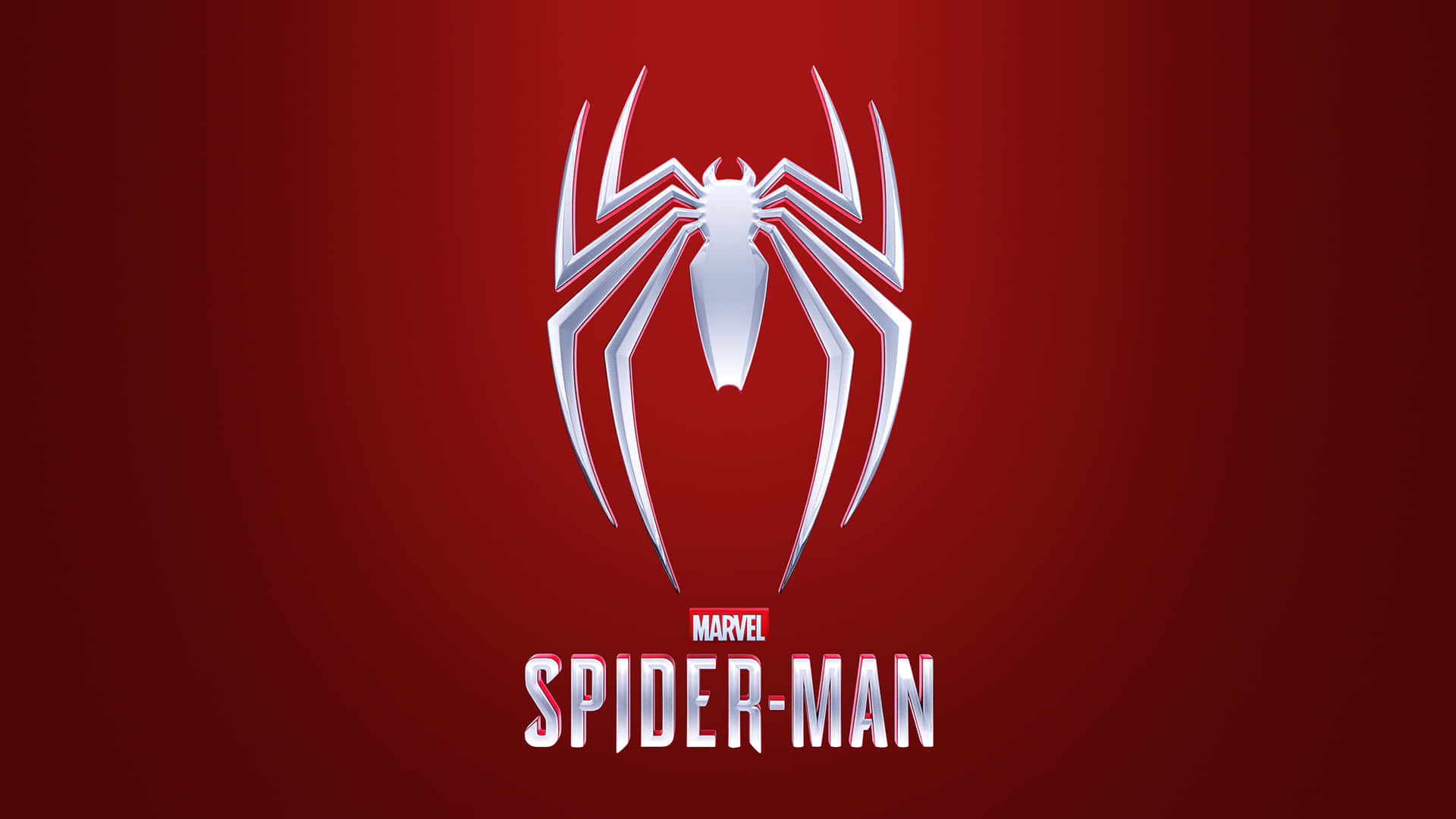 Spider Man Ps4 Silver Logo On Red Desktop Wallpaper
