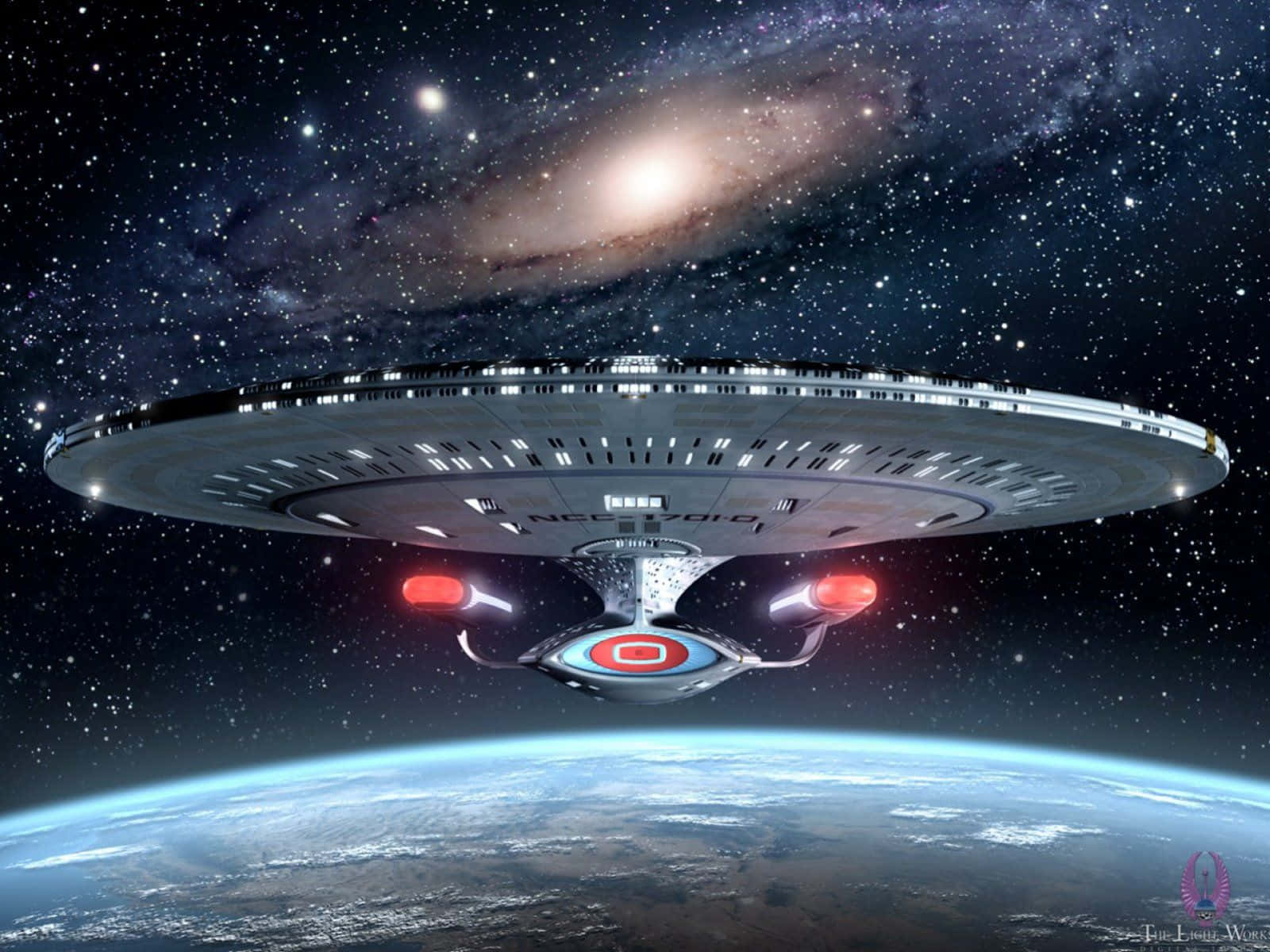 "The Epic Star Trek Enterprise Lights Up the Night Sky" Wallpaper