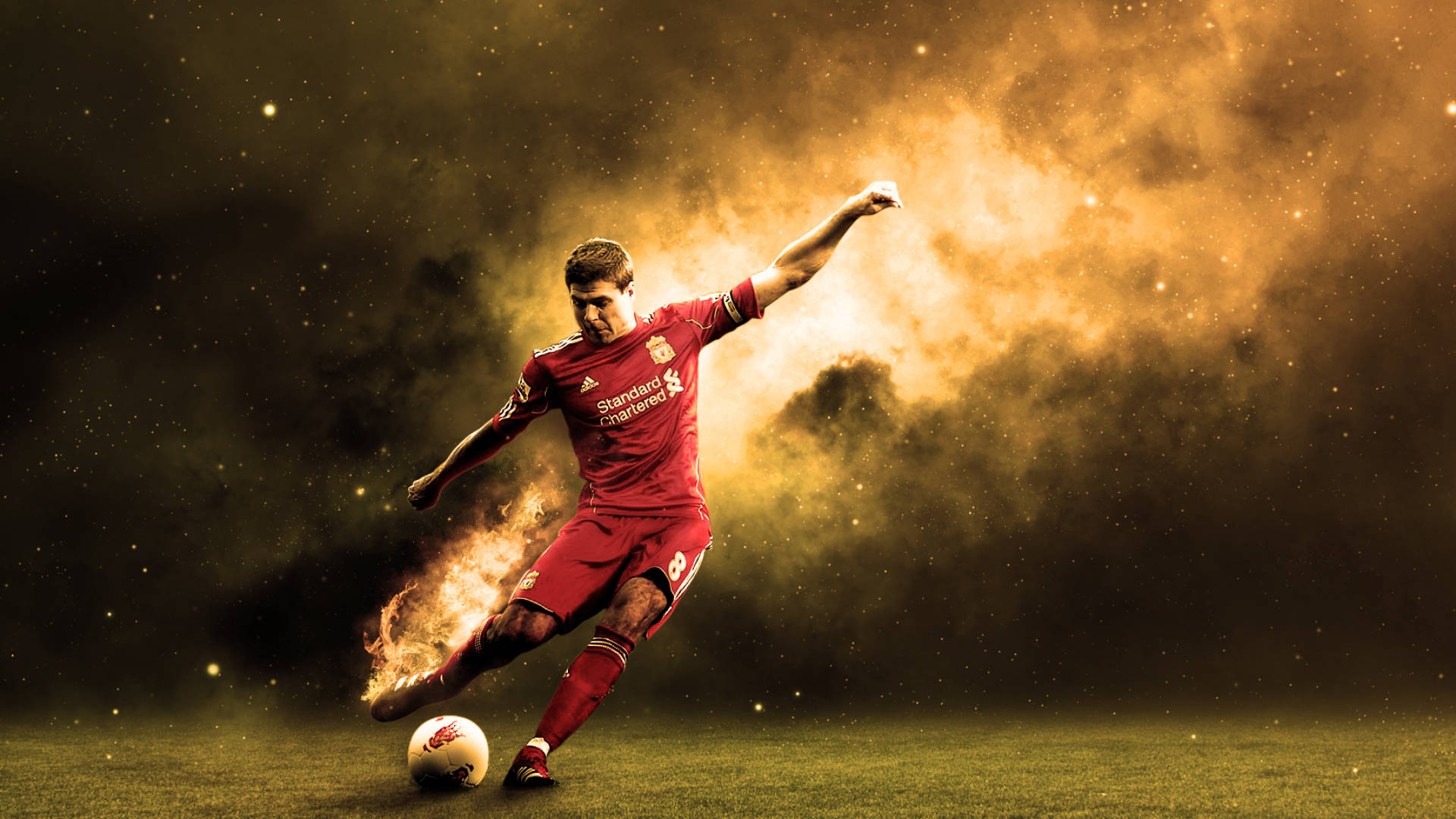 Steven Gerrard Mighty Kick Wallpaper