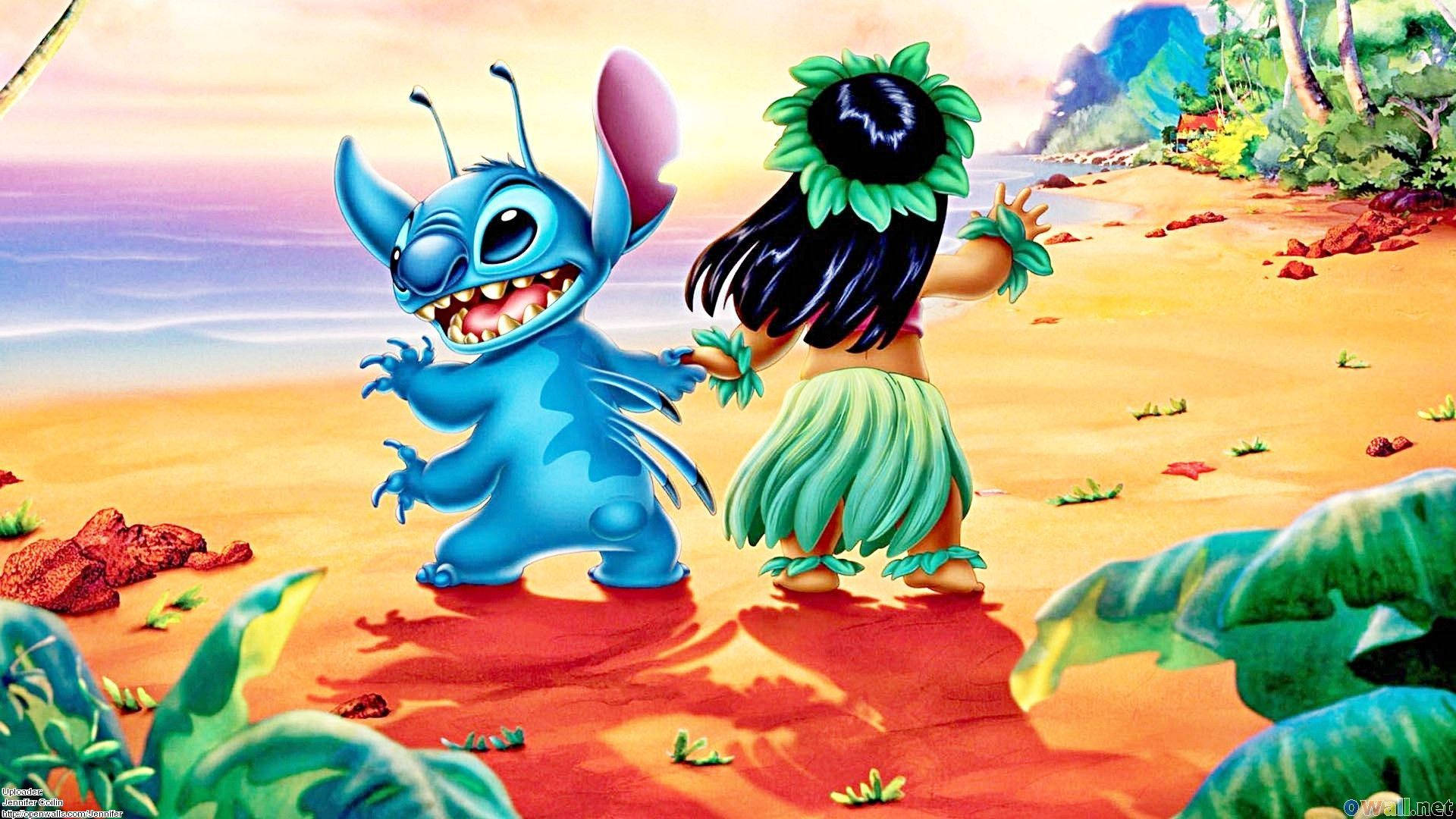 Shades of Aloha Adventure with Stitch and Lilo Wallpaper