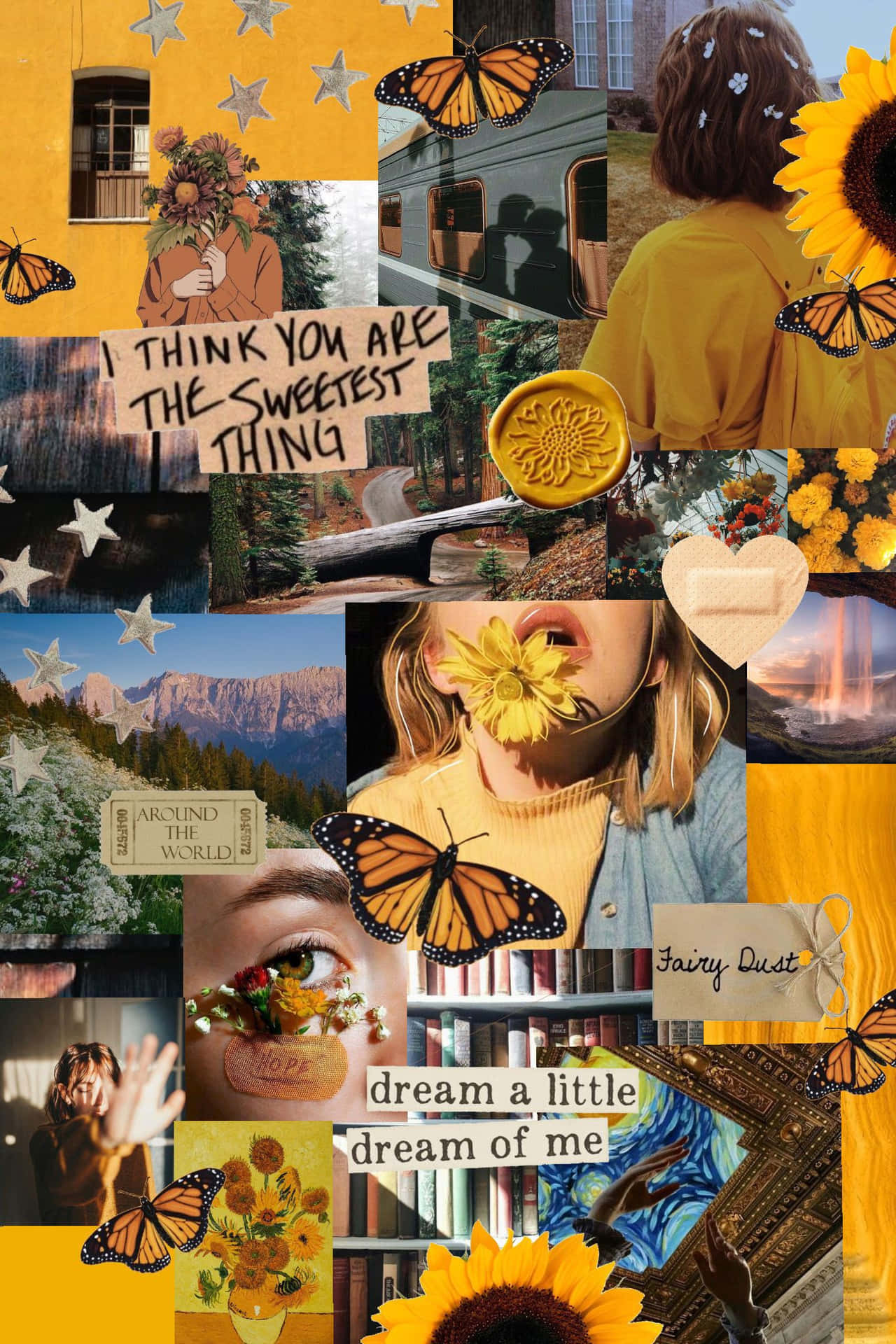 Collage Sunflower Yellow Tumblr Aesthetic Wallpaper