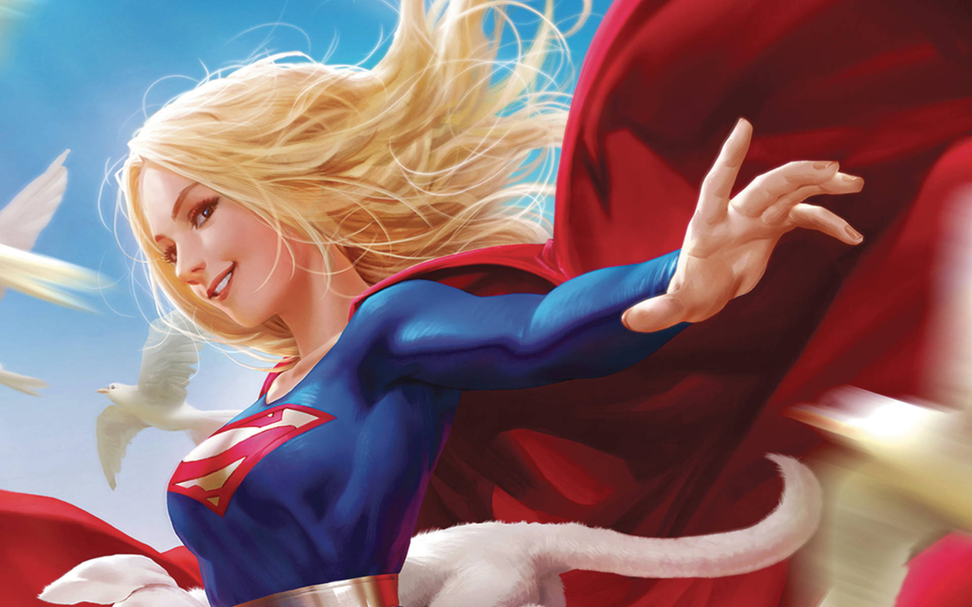 Supergirl With Doves DC Superhero Art Wallpaper