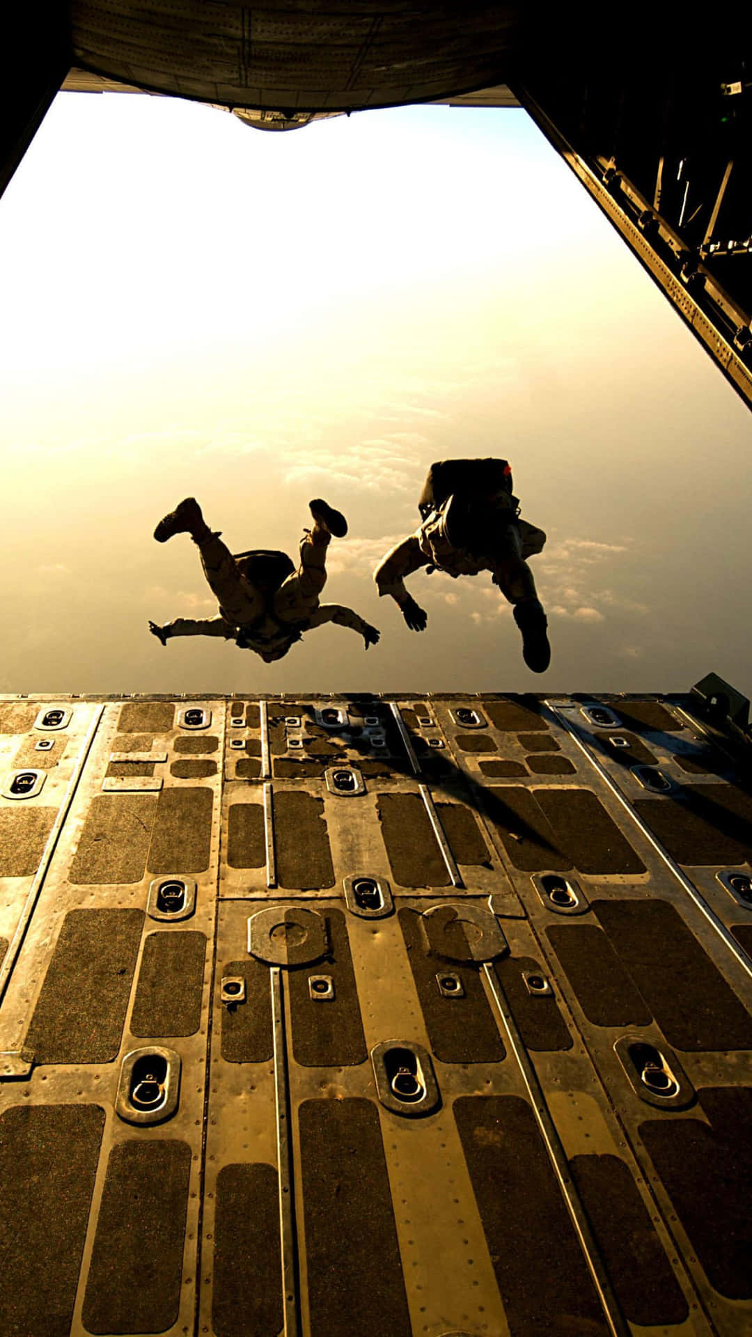 Tandem Skydiving Jumping Off Plane Wallpaper