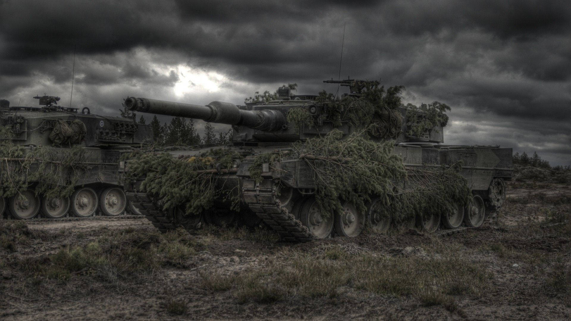 Tank With Ghillie Cover Wallpaper