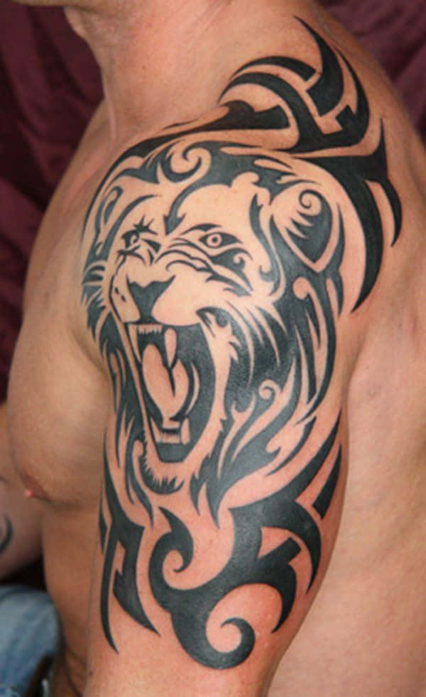 Tattoos Roaring Tiger In Black Ink Pictures