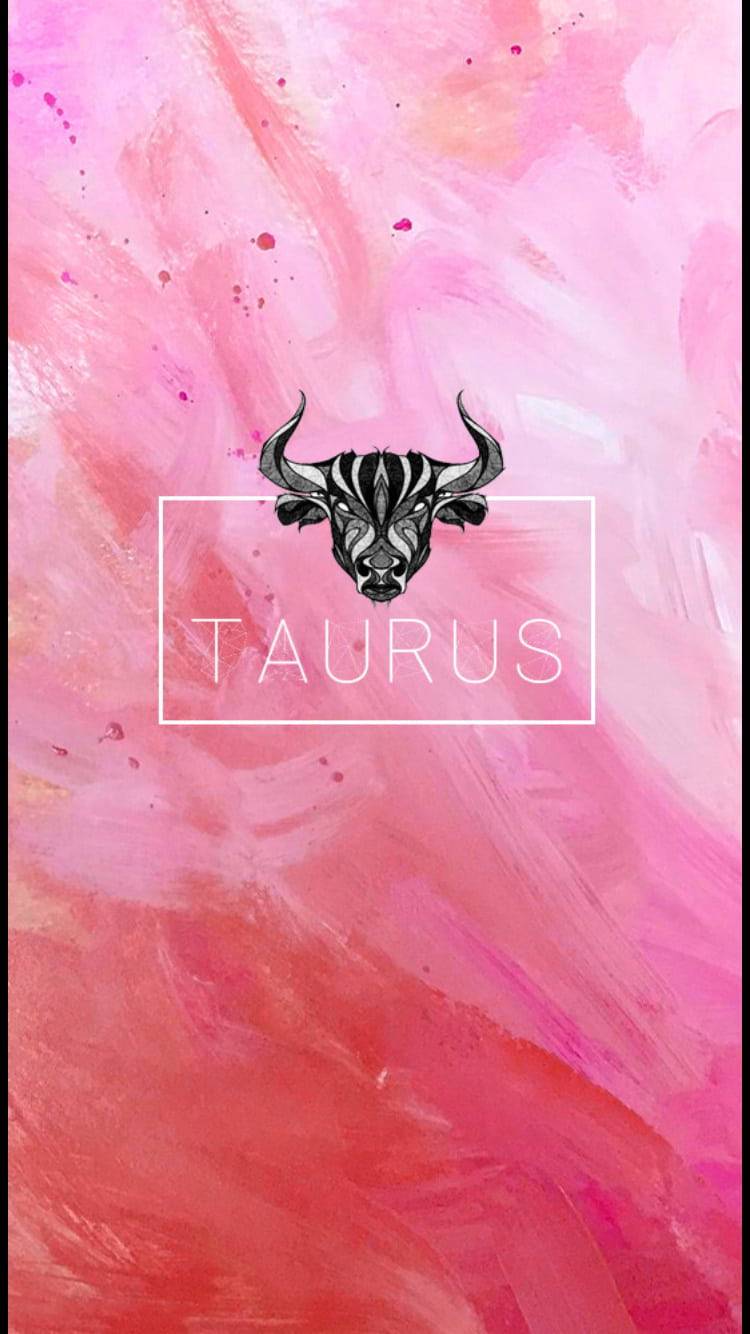 Taurus Zodiac Pink Brush Strokes Wallpaper