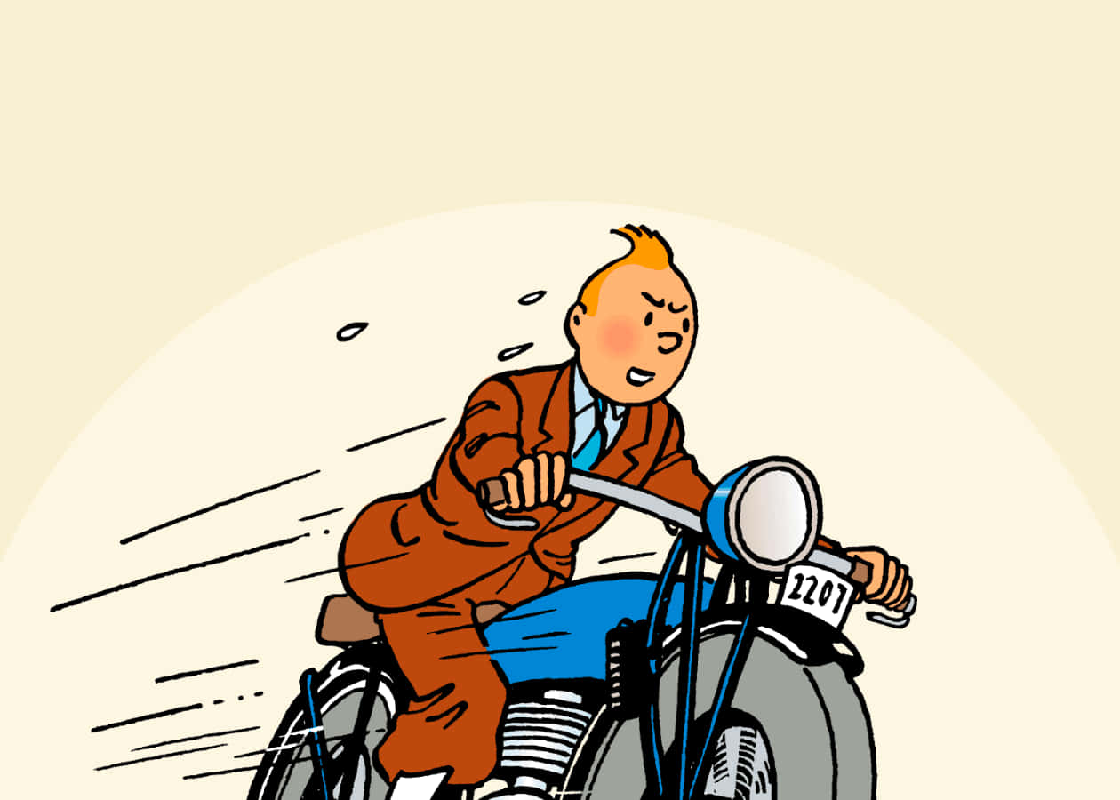 The Adventures Of Tintin On A Motorcycle Wallpaper