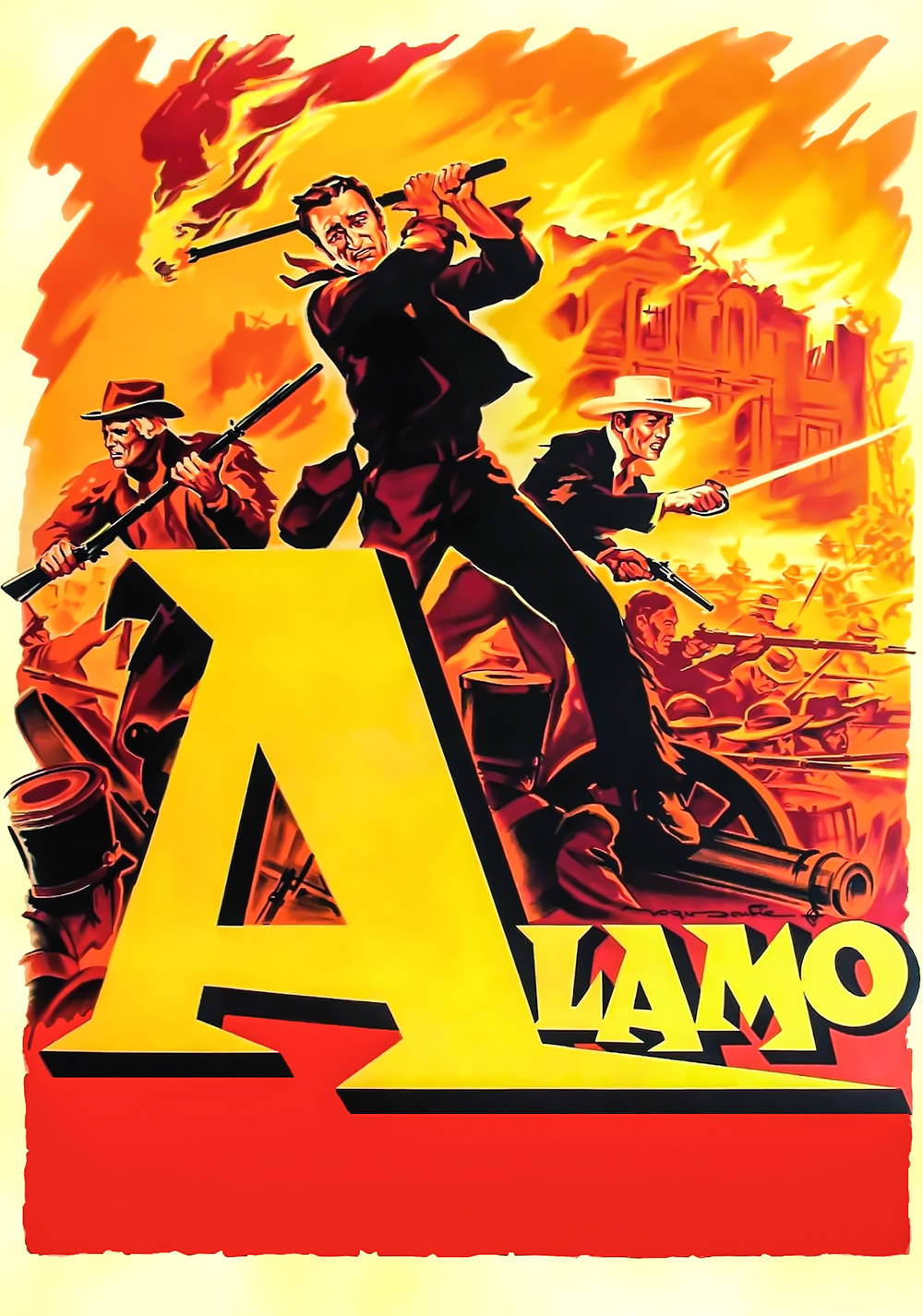 The Alamo 1960 Comic Cartoon Poster Art Wallpaper
