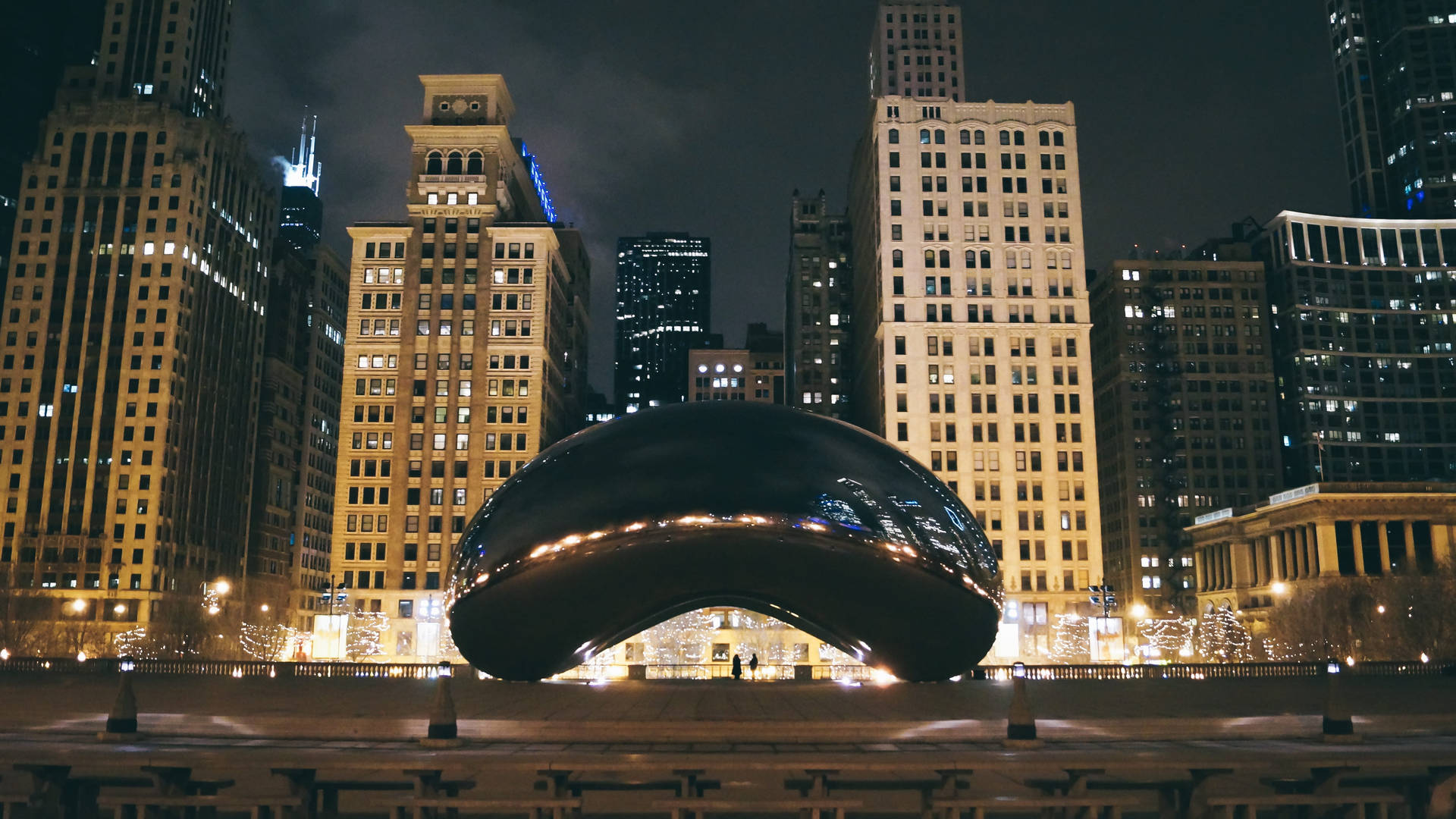 The Bean Chicago Bright City Lights Wallpaper
