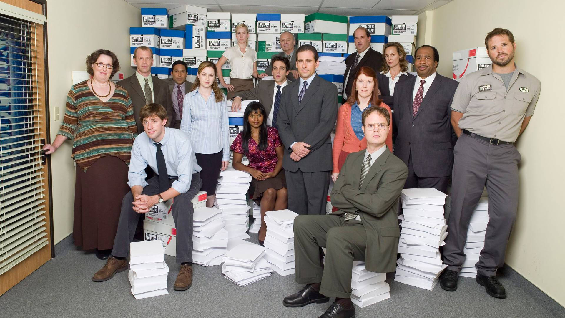 Trying to stay organized with the cast of The Office in the Stockroom. Wallpaper