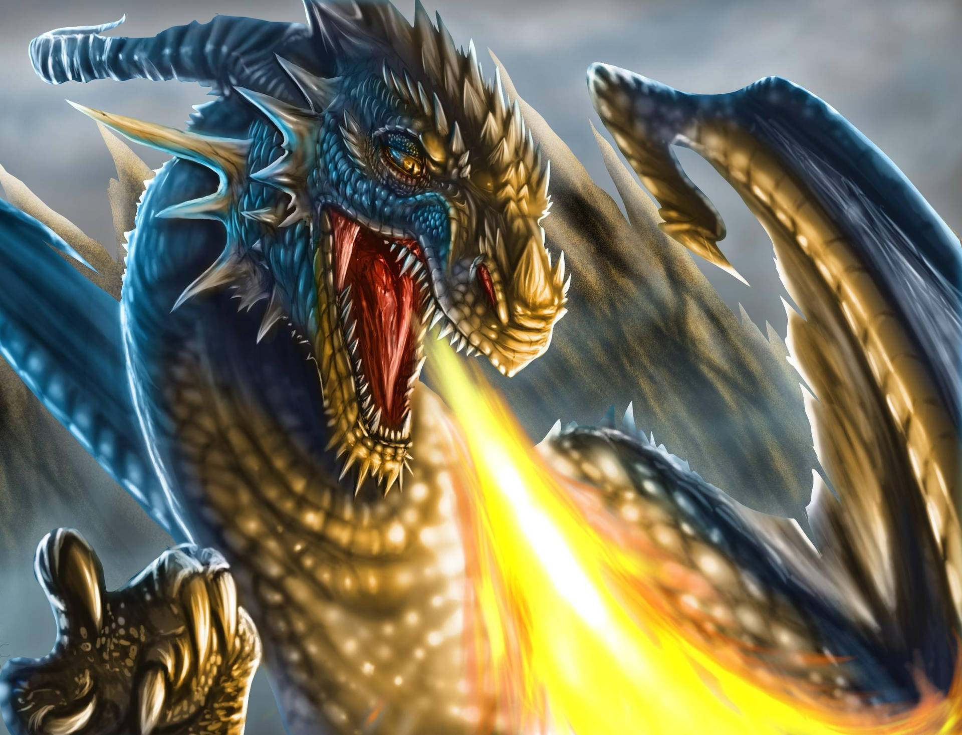 "A Thorny Fire Breathing Dragon - A Rare Sight" Wallpaper